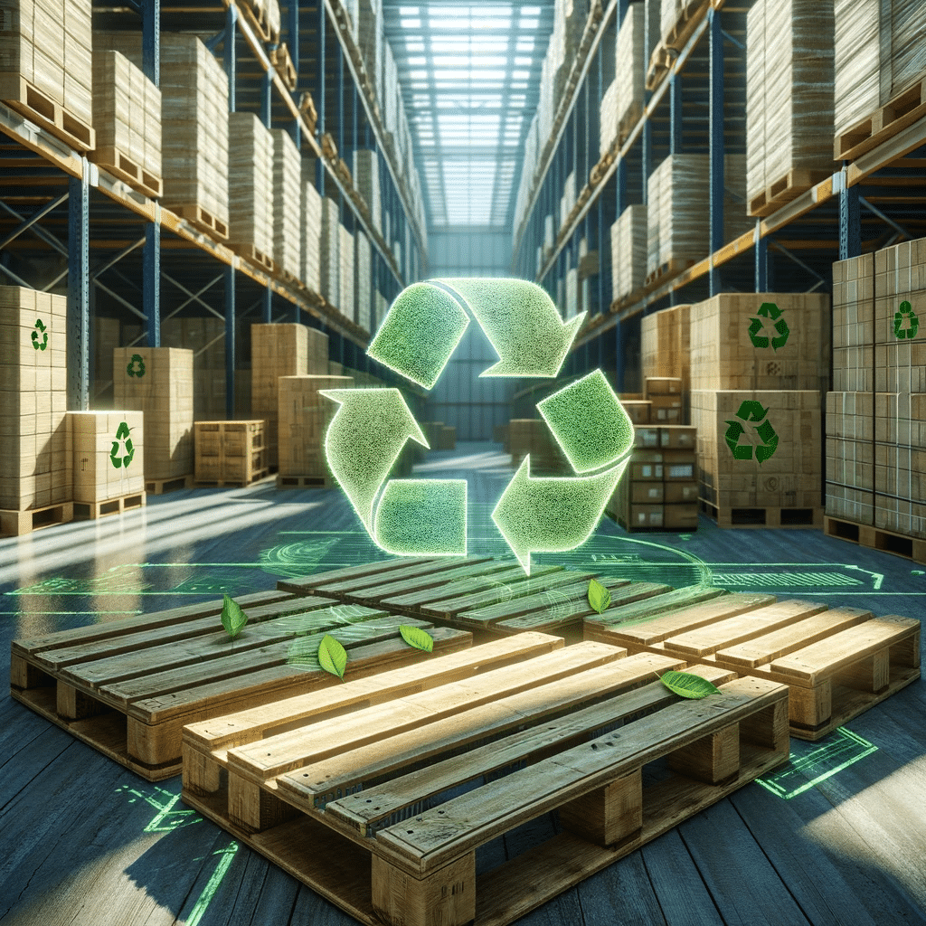 Almacén sostenible con tarimas de madera. Epd industria de plástico contenedores almacenamiento estados unidos  | Tarimas Xalostoc.