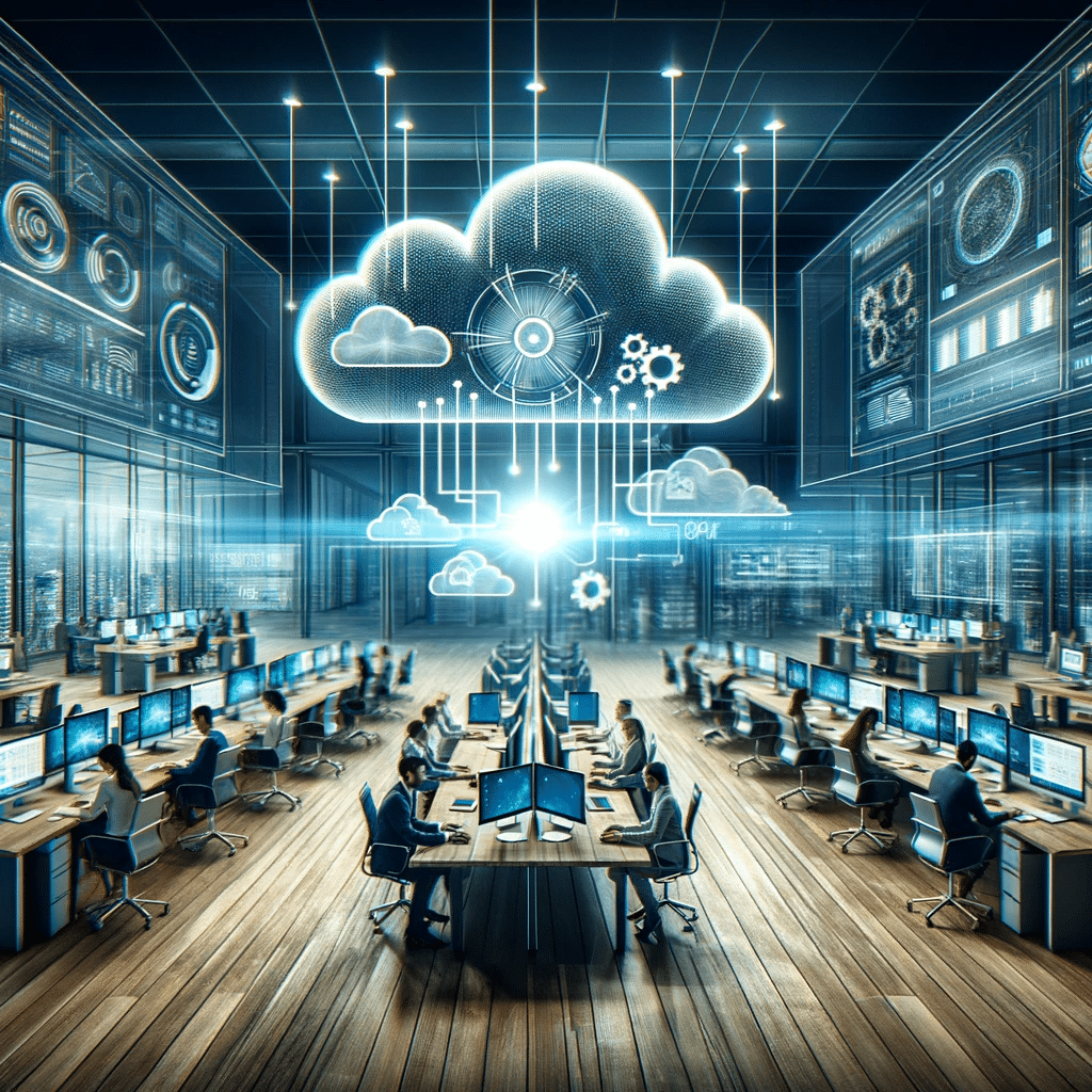 Oficina moderna conectada a la nube para eficiencia | Tarimas Xalostoc.