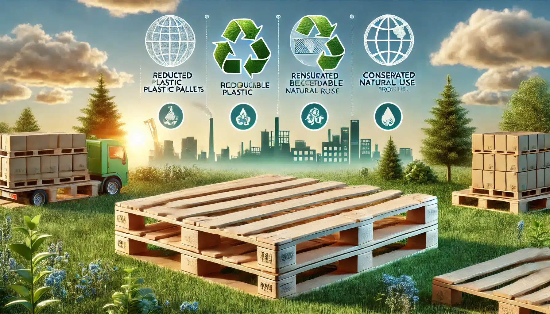 Comparación de tarimas sostenibles y tradicionales en un entorno natural. Palets de madera en fabricación de buen material, tarimas de madera para evitar gases de efecto invernadero | Tarimas Xalostoc