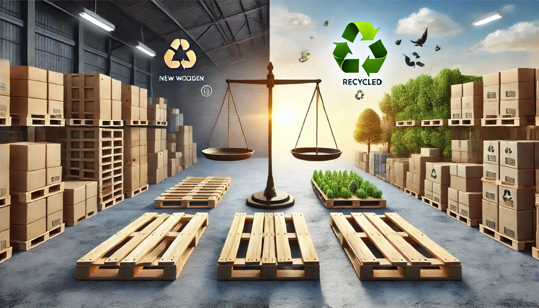 Elección entre tarima nuevas y recicladas, mostrando durabilidad y beneficios ambientales | Tarimas Xalostoc