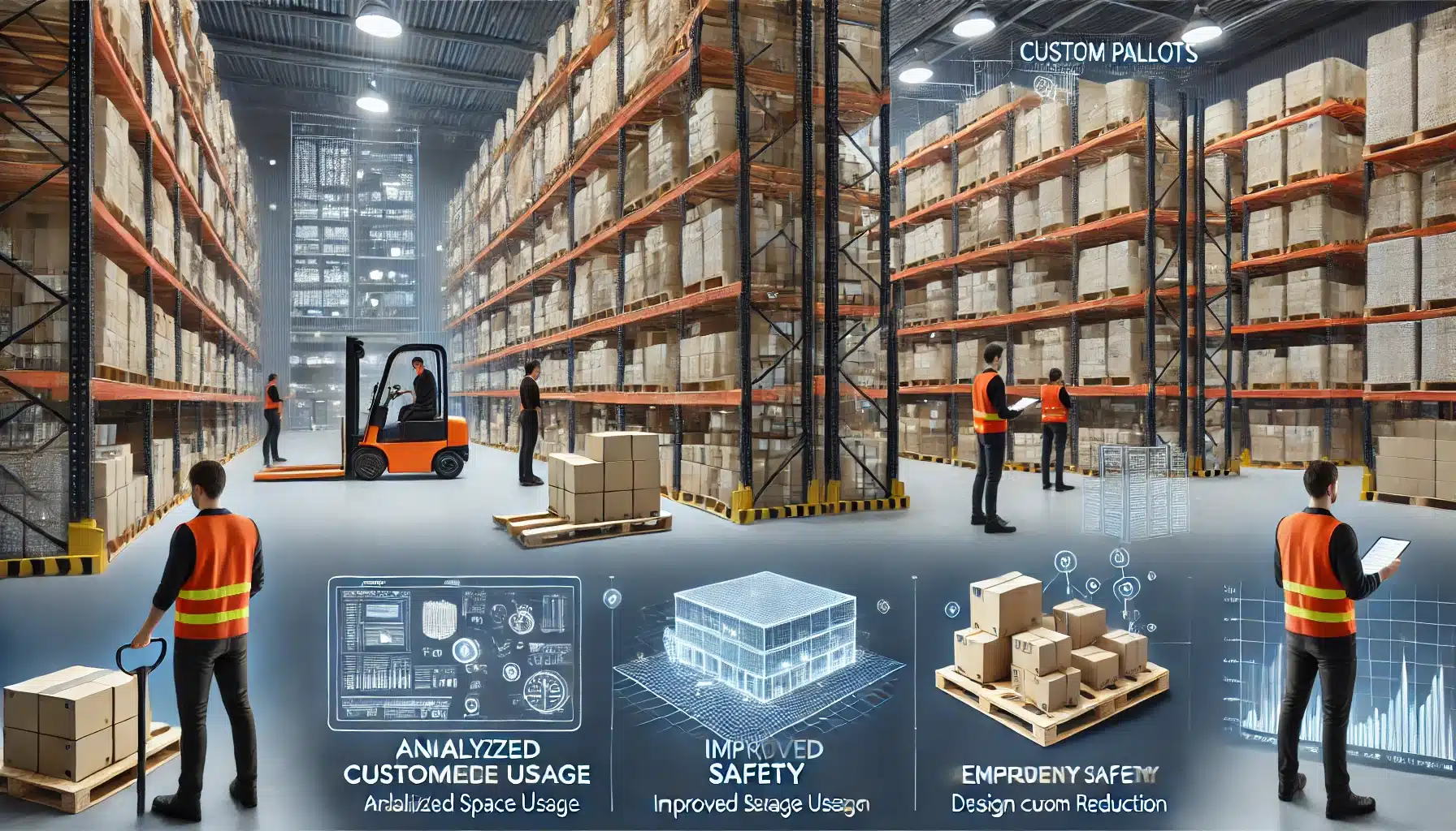 Almacén organizado con tarima personalizadas optimizando espacio y eficiencia operativa | Tarimas Xalostoc.