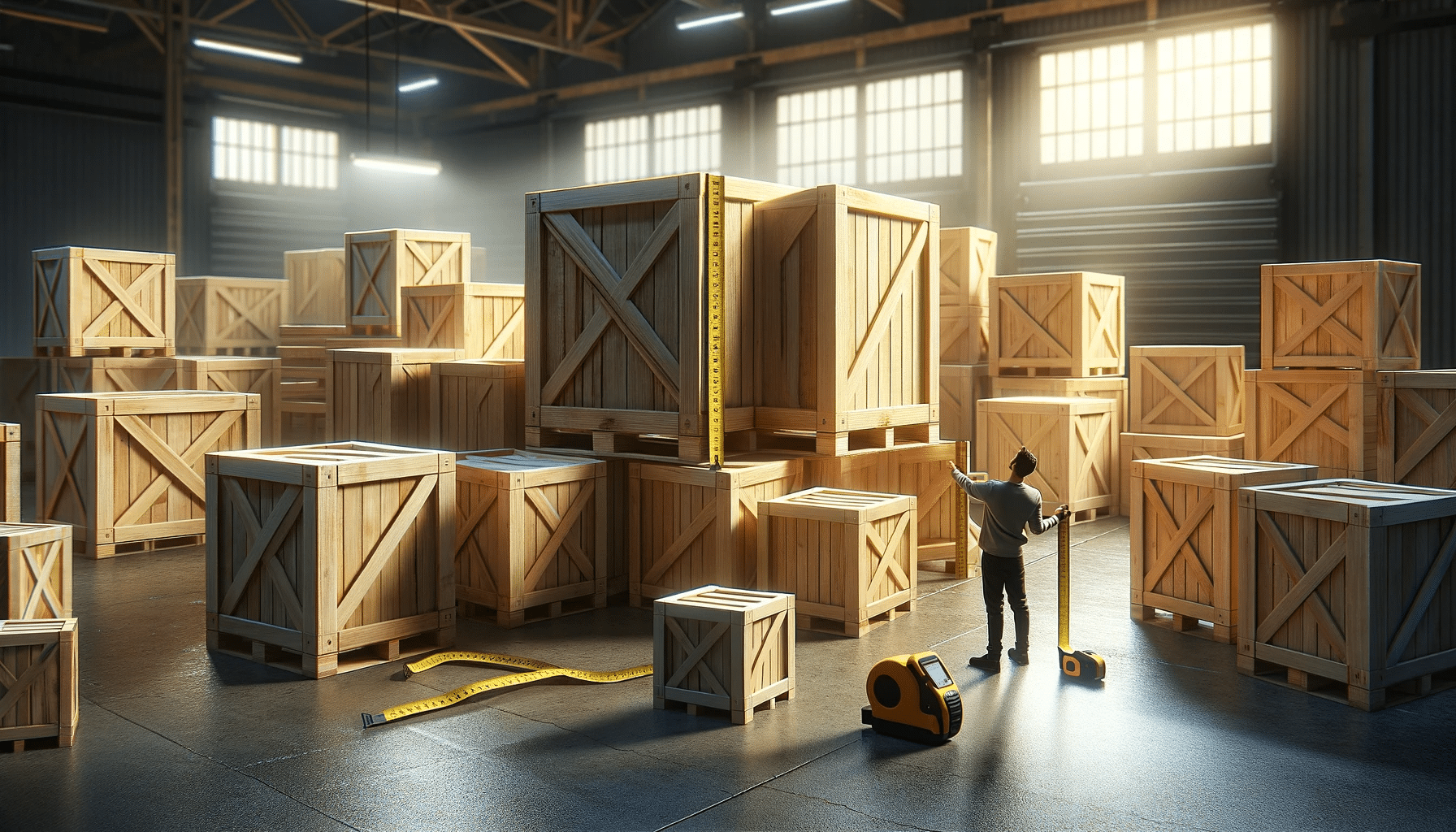 Selección de cajas de madera por tamaño y resistencia. Proceso de objetos de mercado, contenido y exportación | Tarimas Xalostoc.