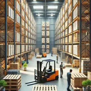 Tarimas de madera apiladas en almacén moderno y eficiente | Tarimas Xalostoc