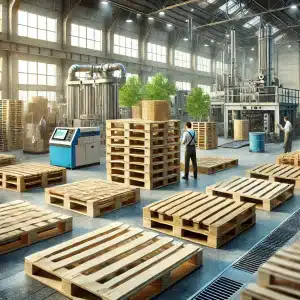 Fábrica con tarimas sostenibles y trabajadores | Tarimas Xalostoc