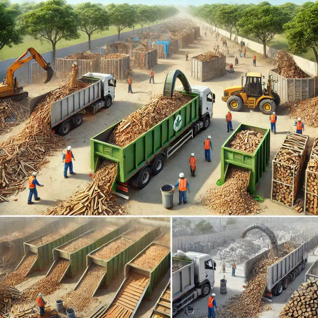Recolección eficiente de desperdicios de madera con contenedores y comunidad. | Tarimas Xalostoc