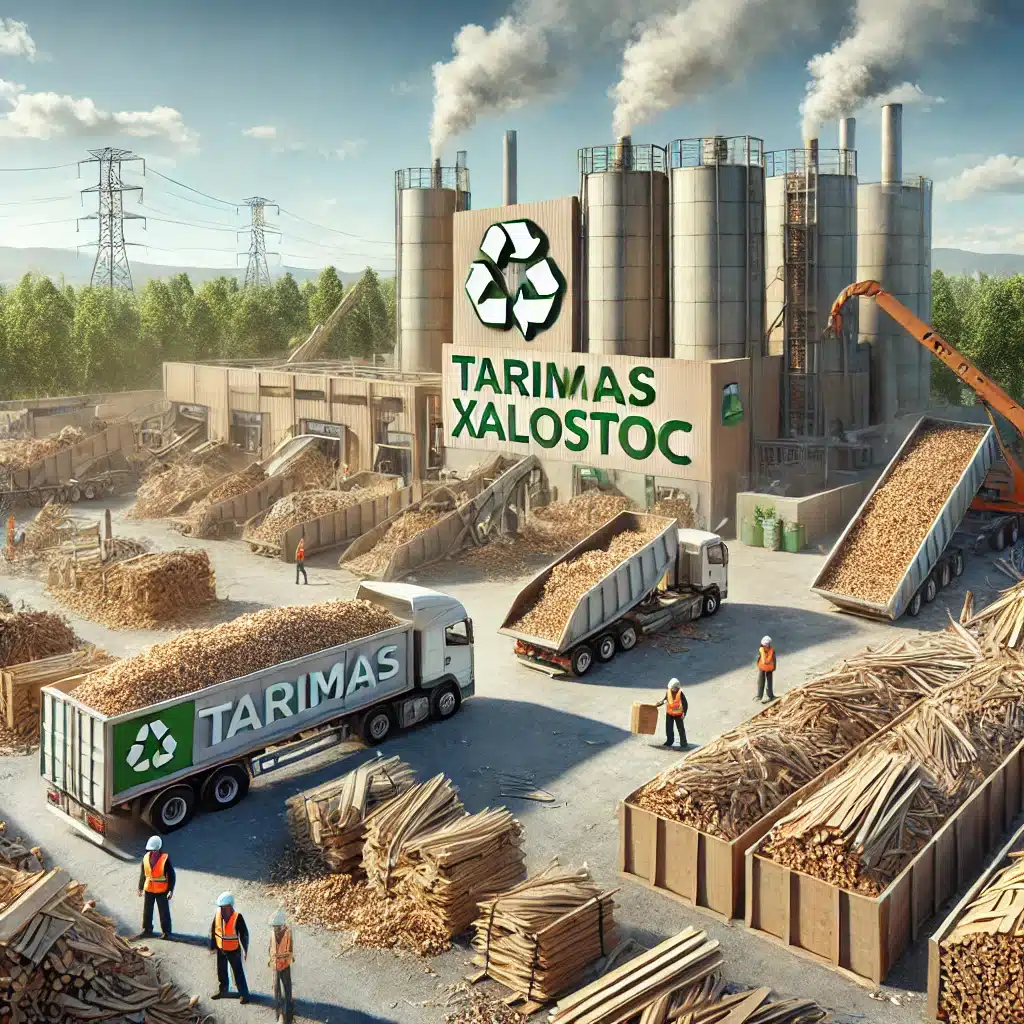 Recolección responsable de desperdicios de madera en planta de reciclaje. | Tarimas Xalostoc
