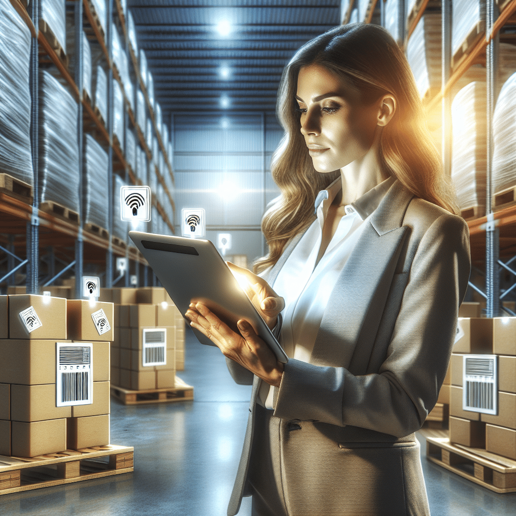 Gerente monitoreando inventario con RFID | Tarimas Xalostoc