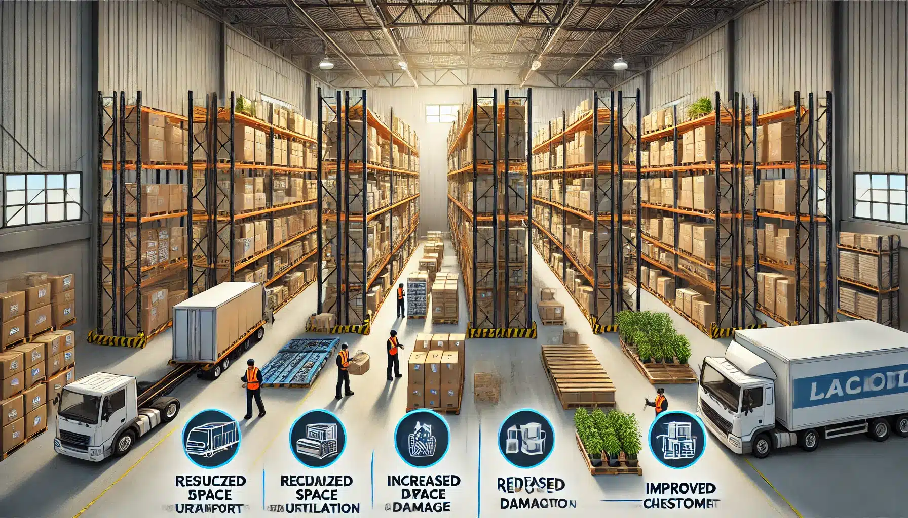 Almacén de empresa de logística en México con tarima personalizadas para productos electrónicos | Tarimas Xalostoc.