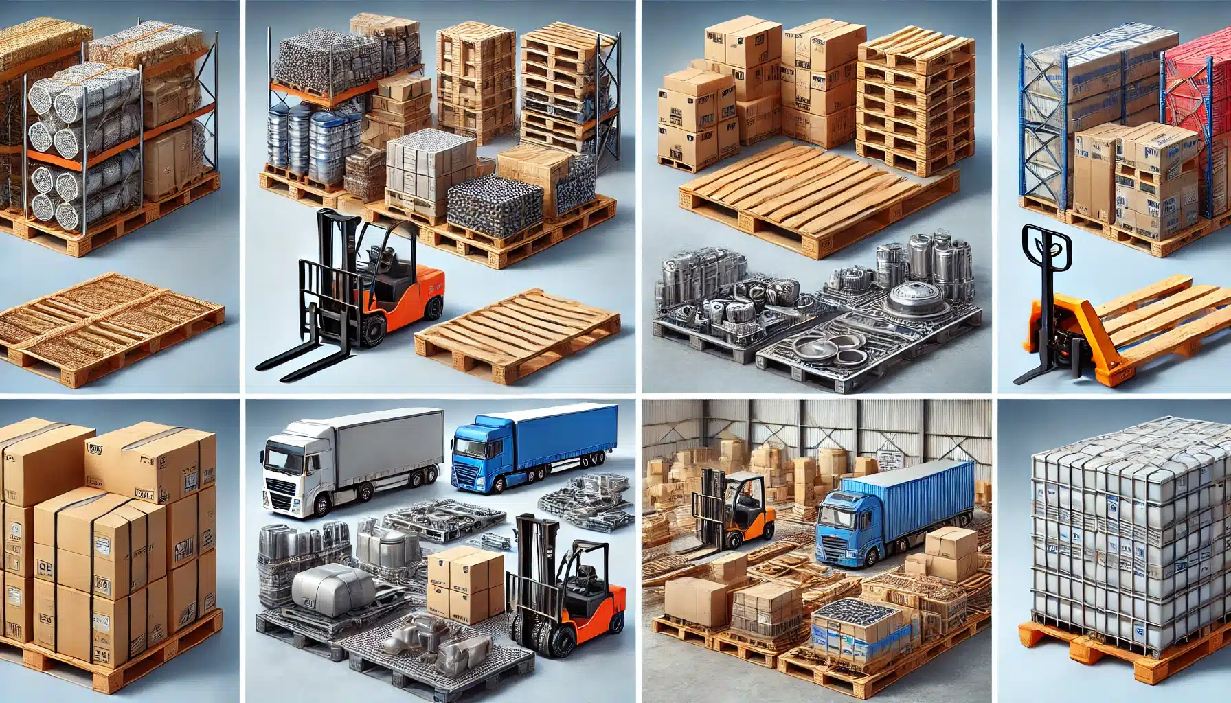 Diferentes tipos de tarima: madera, plástico, metal y cartón en entornos específicos. Pallet medida palets medidas equipo material alternativa método proceso | Tarima Xalostoc