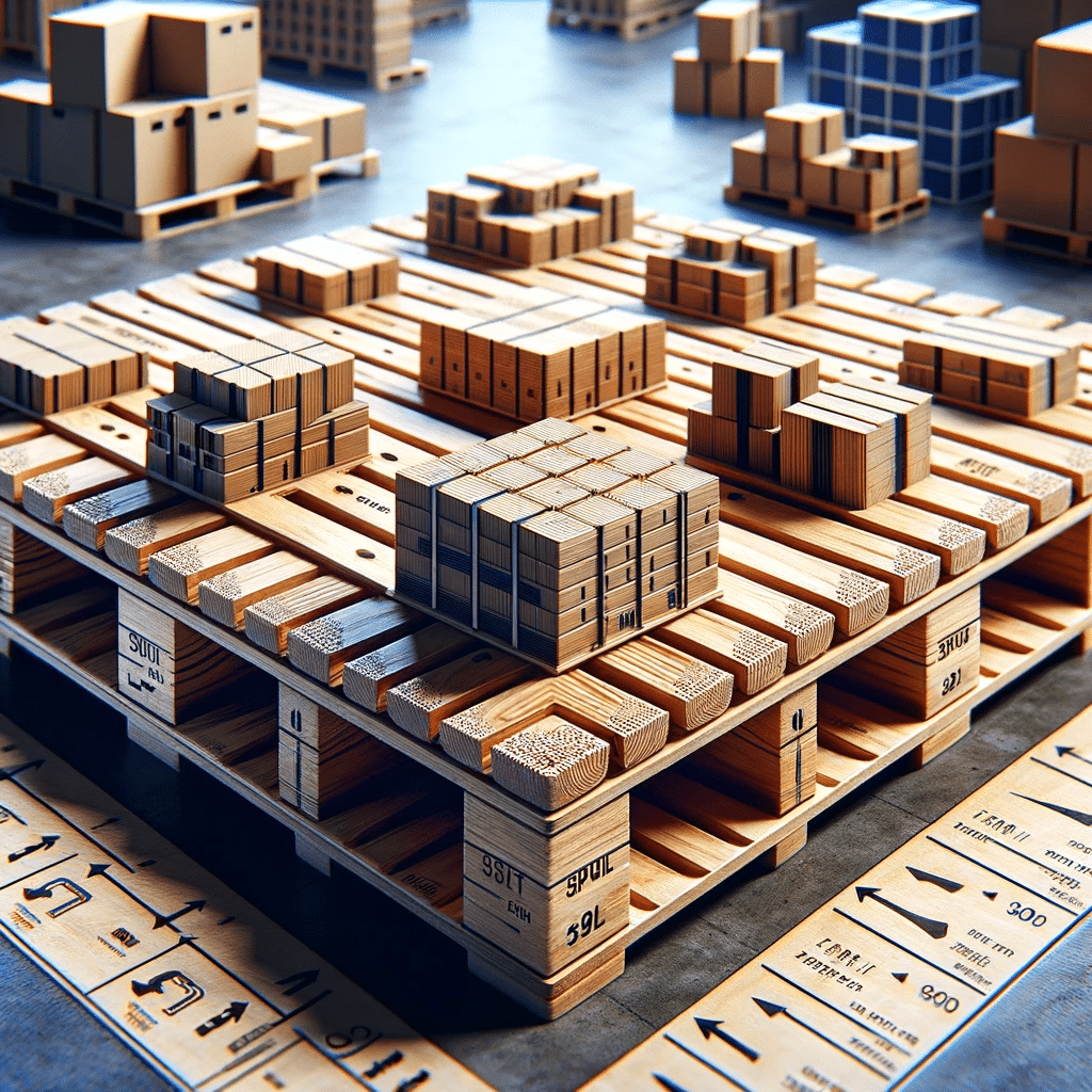 Detalle de tarima de madera y cargas estables. Cajas de producto con embalaje | Tarimas Xalostoc